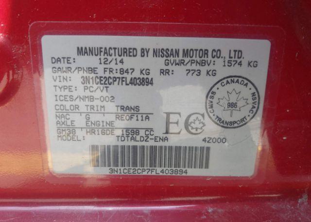 2015 NISSAN VERSA NOTE 1.6 S