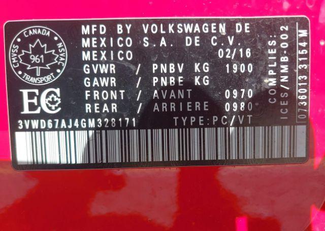 2016 VOLKSWAGEN JETTA 1.4 TSI COMFORTLINE
