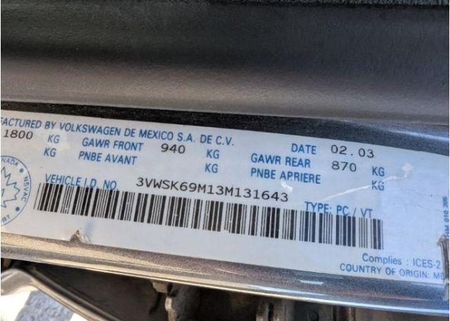 2003 VOLKSWAGEN JETTA GLS 2.0L
