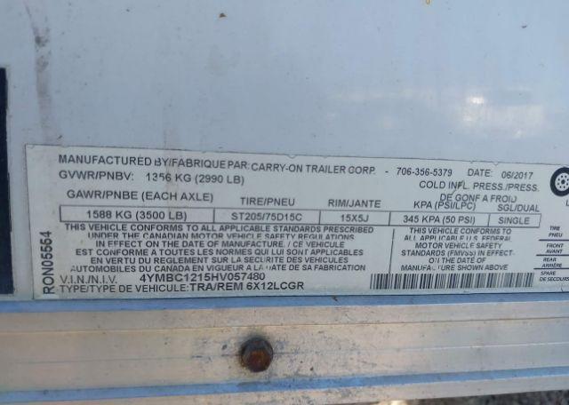 2017 CARRY-ON ENCLOSED UTILITY TRAILER