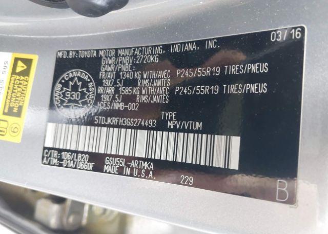 2016 TOYOTA highlander xle