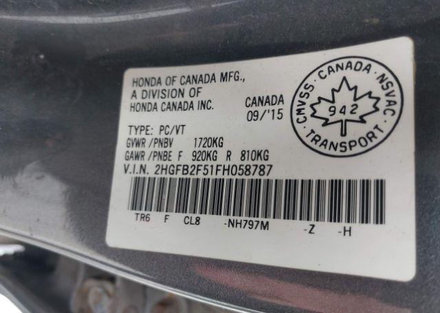 2015 HONDA CIVIC EX 4DR