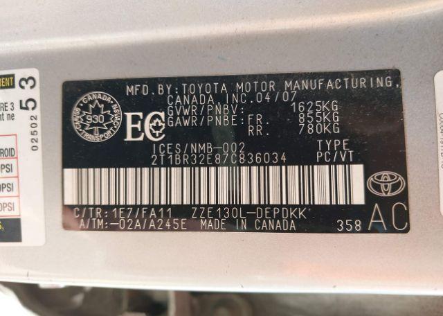 2007 TOYOTA COROLLA CE