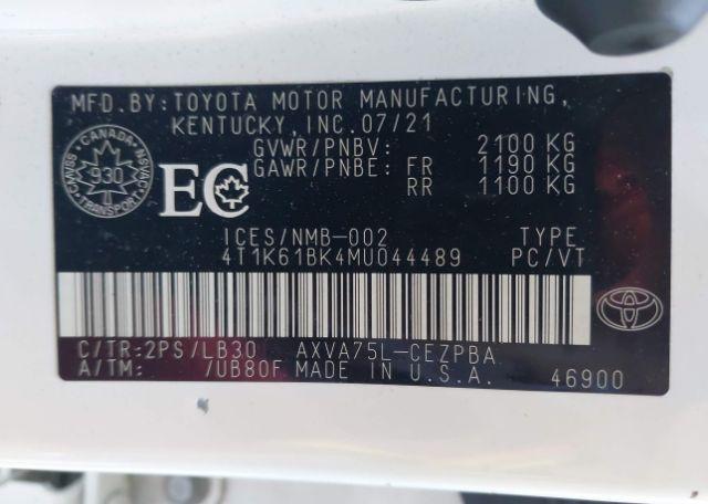 2021 TOYOTA CAMRY XSE