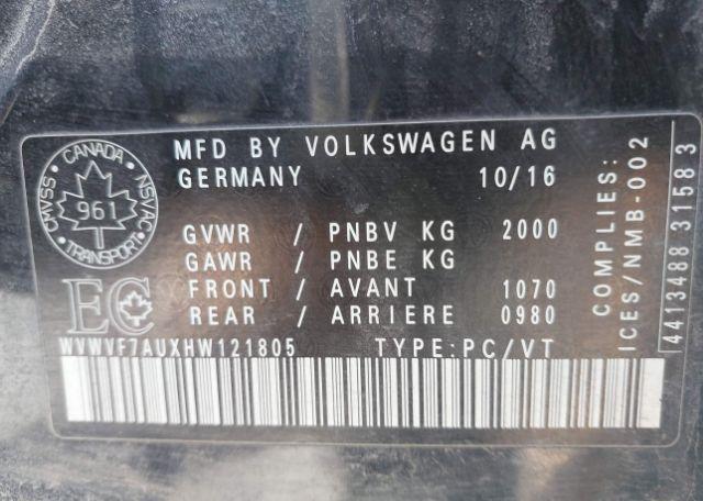 2017 VOLKSWAGEN GOLF R 2.0 TSI