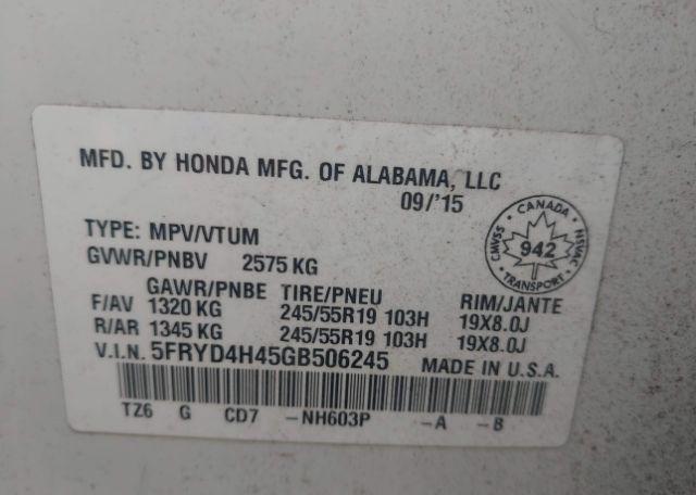 2016 ACURA MDX NAVIGATION PACKAGE