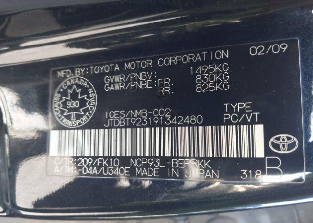 2009 TOYOTA YARIS