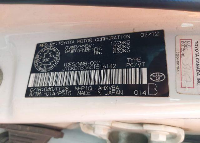2012 TOYOTA PRIUS C TECHNOLOGY