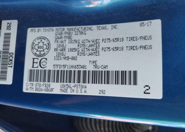 2017 TOYOTA TUNDRA SR5 PLUS 5.7L V8
