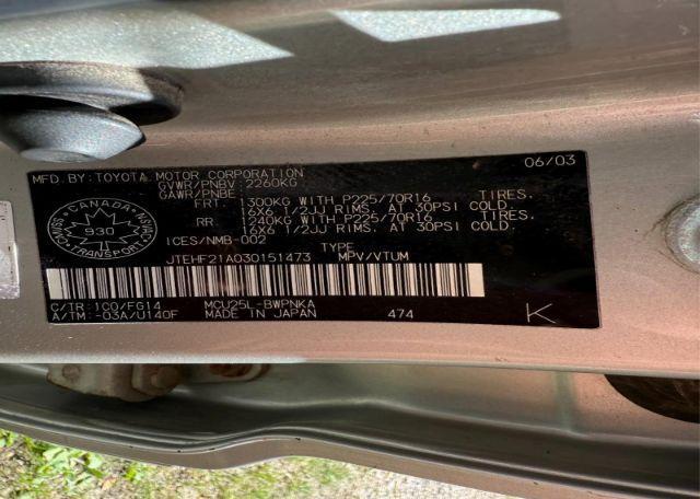 2003 TOYOTA HIGHLANDER LIMITED
