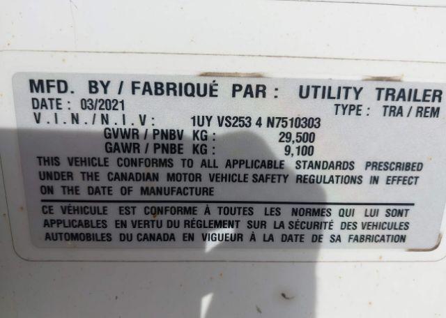 2022 UTILITY TRAILER MFG ENCLOSED UTILITY TRAILER