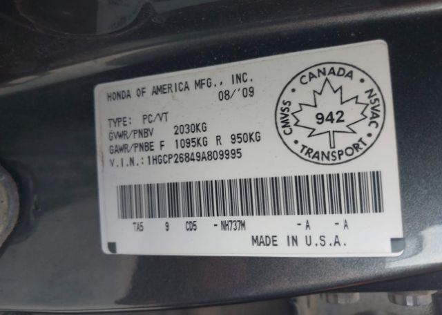 2009 HONDA ACCORD EX-L