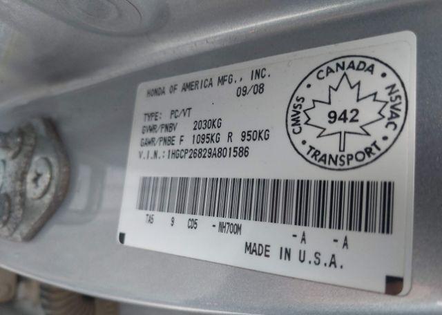 2009 HONDA ACCORD EXL