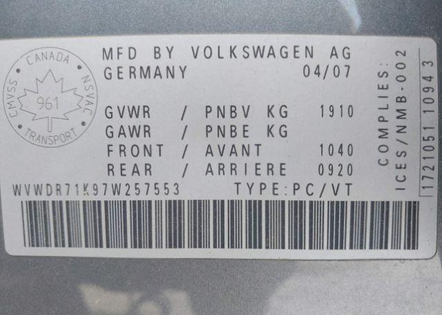 2007 VOLKSWAGEN RABBIT 5-DOOR