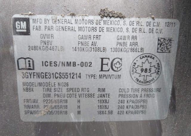 2012 CADILLAC SRX V6 4DR 2WD