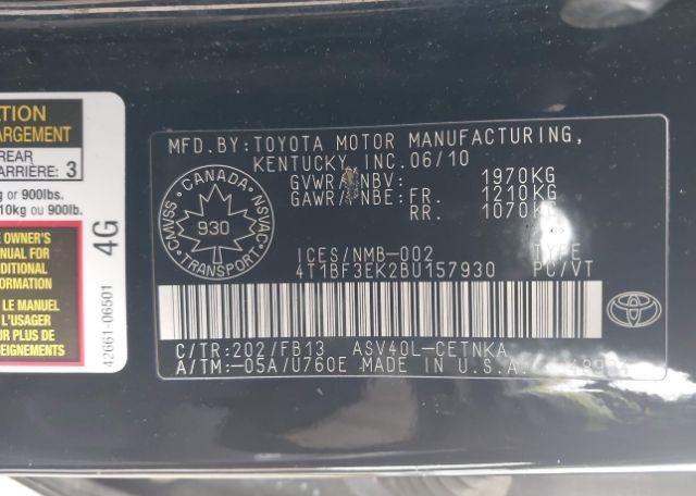 2011 TOYOTA CAMRY LE