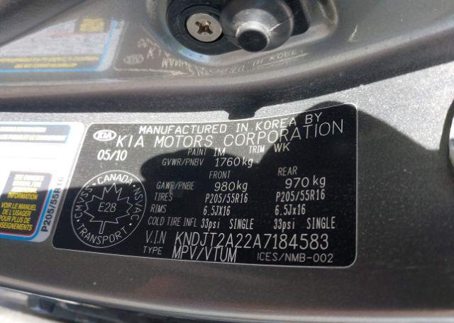 2010 KIA SOUL 2.0L 2U
