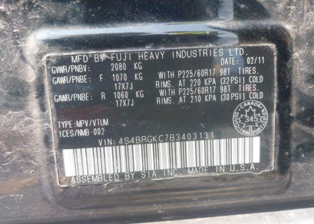2011 SUBARU OUTBACK 2.5I LIMITED