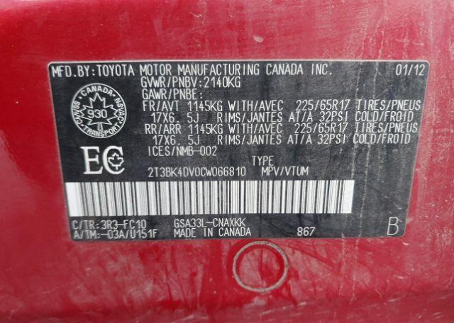 2012 TOYOTA RAV4 BASE V6