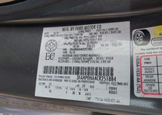 2012 FORD FUSION SE
