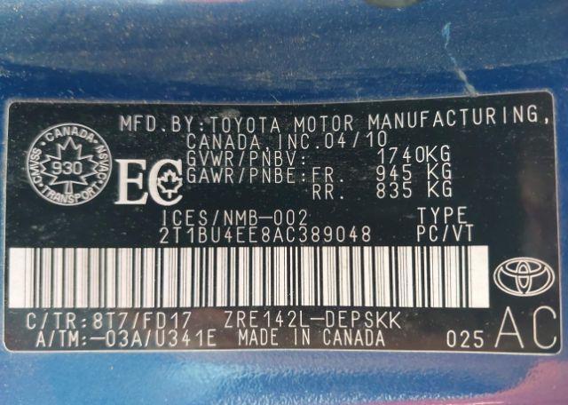 2010 TOYOTA COROLLA S