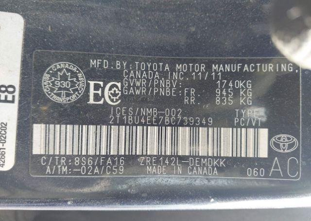 2011 TOYOTA COROLLA CE