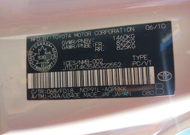 2010 TOYOTA YARIS CE
