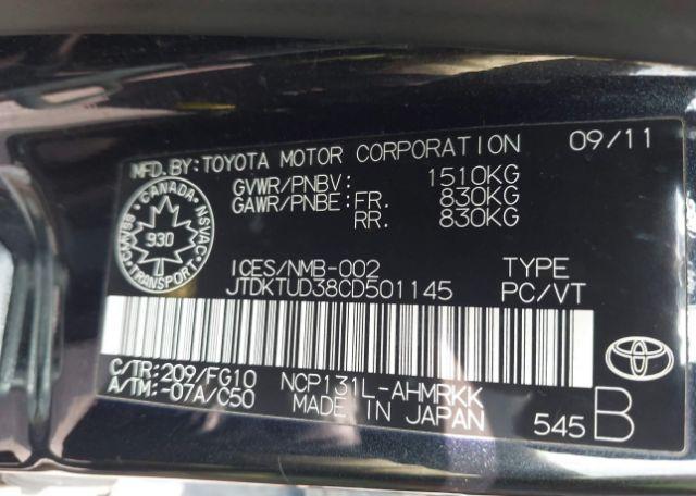2012 TOYOTA YARIS LE