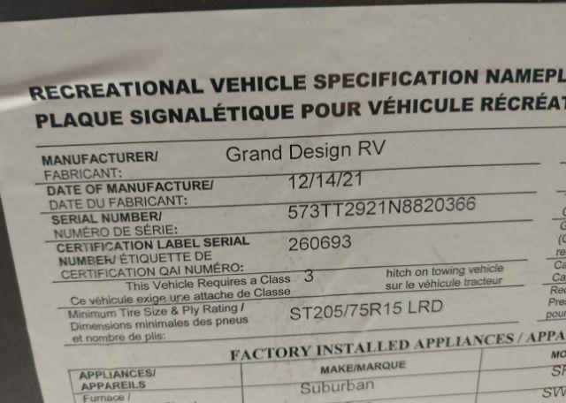 2022 GRAND DESIGN 21BHE