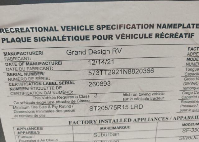 2022 GRAND DESIGN 21BHE