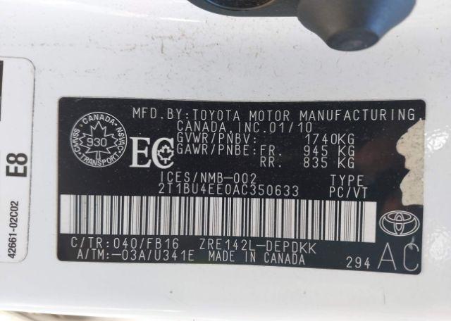 2010 TOYOTA COROLLA CE