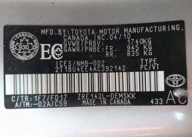 2010 TOYOTA COROLLA S