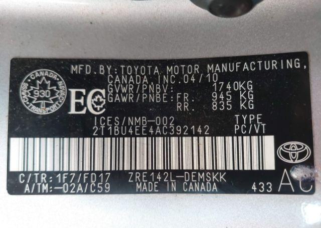 2010 TOYOTA COROLLA S