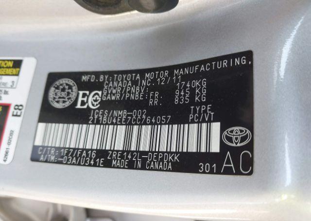 2012 TOYOTA COROLLA CE