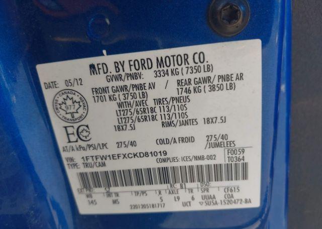 2012 FORD F-150 XLT