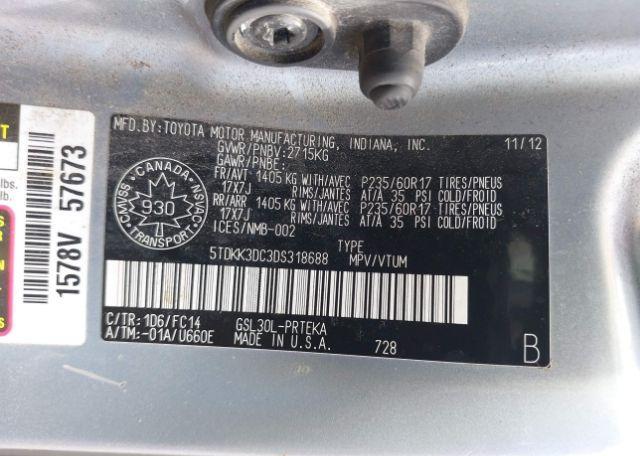 2013 TOYOTA SIENNA LE V6