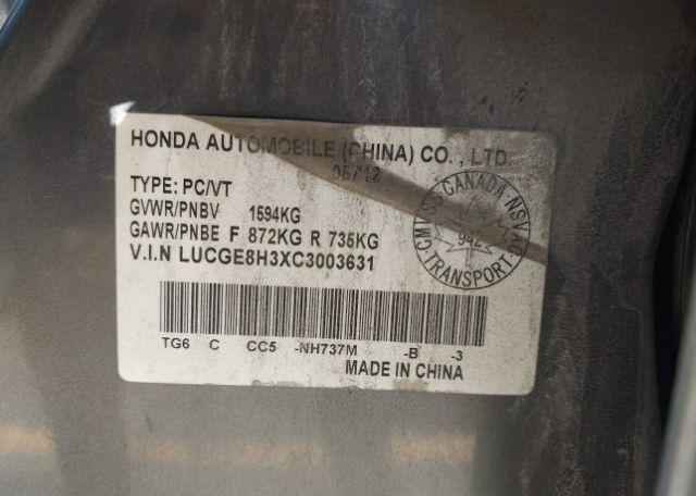 2012 HONDA FIT DX-A