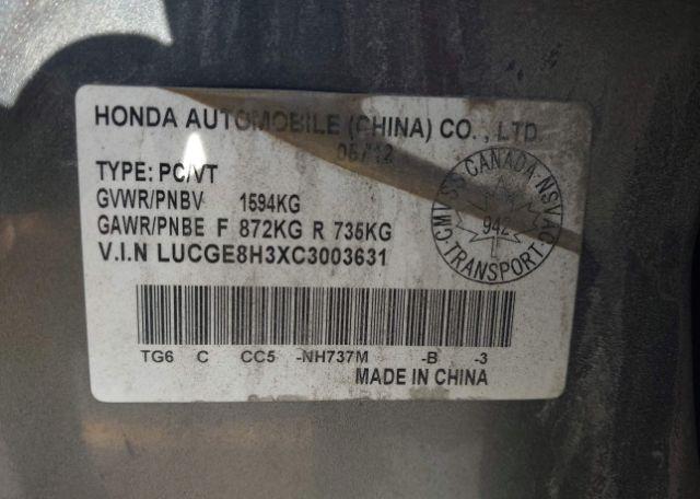 2012 HONDA FIT DX-A