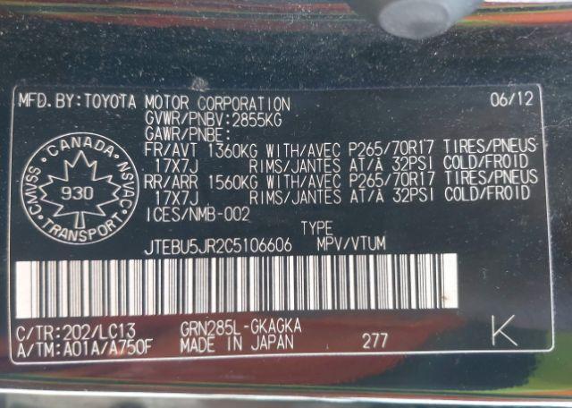 2012 TOYOTA 4RUNNER SR5 V6
