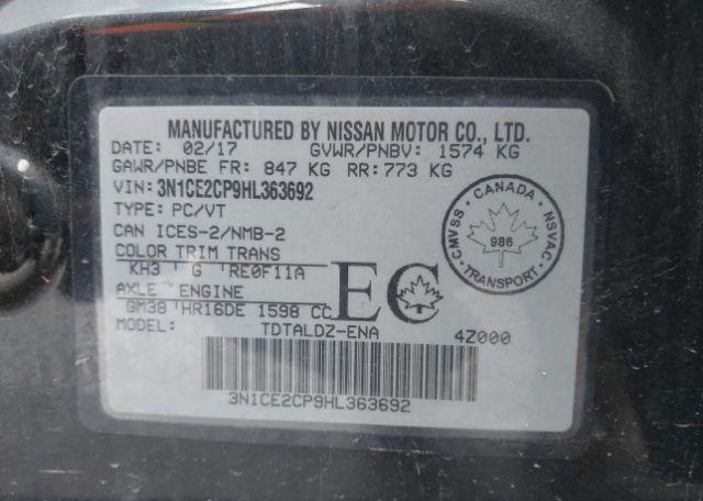 2017 NISSAN VERSA NOTE 1.6 S