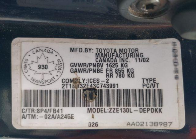 2003 TOYOTA COROLLA CE