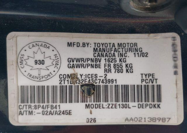2003 TOYOTA COROLLA CE