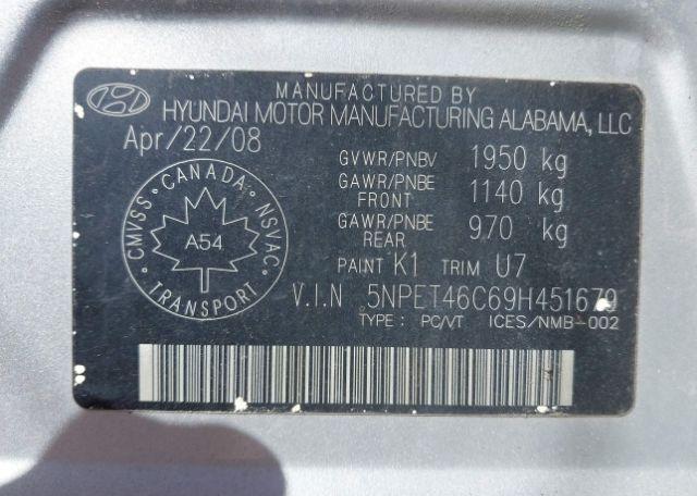 2009 HYUNDAI SONATA GL