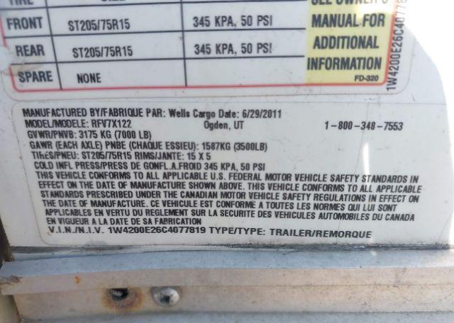 2012 WELLS CARGO UTILITY TRAILER