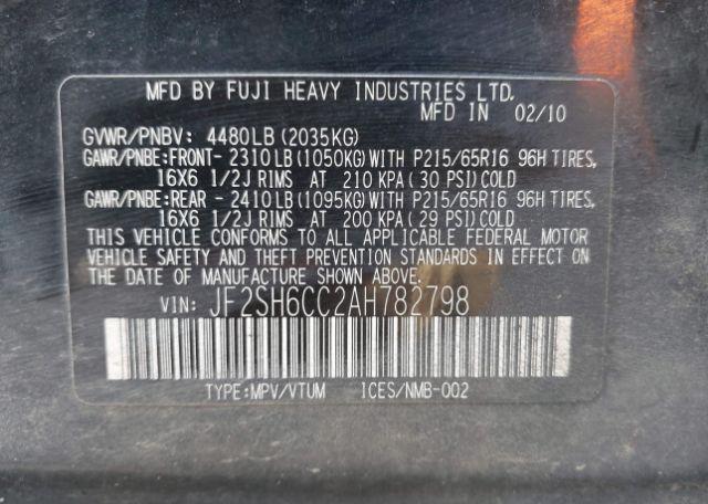 2010 SUBARU FORESTER 2.5 X