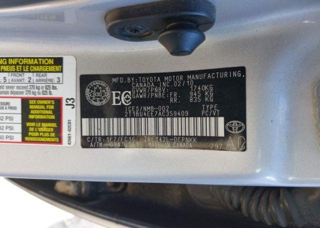 2010 TOYOTA COROLLA LE