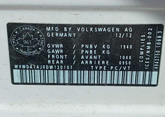 2013 VOLKSWAGEN GOLF 2.5L COMFORTLINE