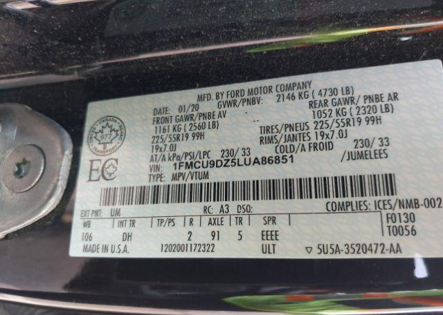 2020 FORD ESCAPE TITANIUM HYBRID