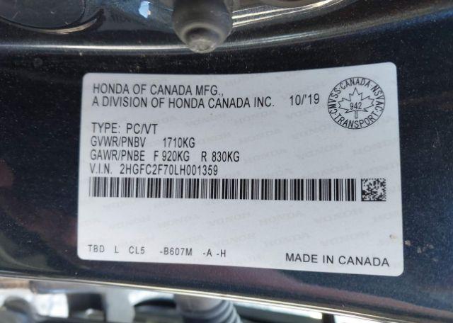 2020 HONDA CIVIC EX 4DR