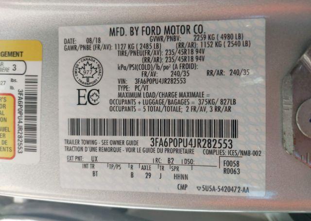 2018 FORD FUSION ENERGI SE LUXURY